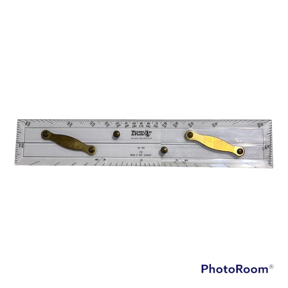 Weems & Plath Acrylic Navigation Rule Protractor Plotter with Brass Arms